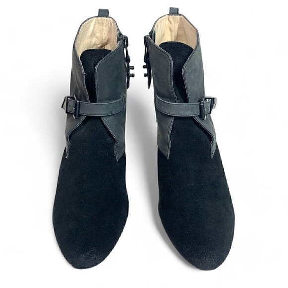 Matt Bernson Side Zip Ankle Booties Grey & Black Suede 3" Heel Urban Cowgirl 9.5 - Picture 3 of 9